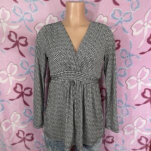 Y2k Oh Baby Motherhood Black Babydoll Maternity Longsleeve Vneck Blouse Size S